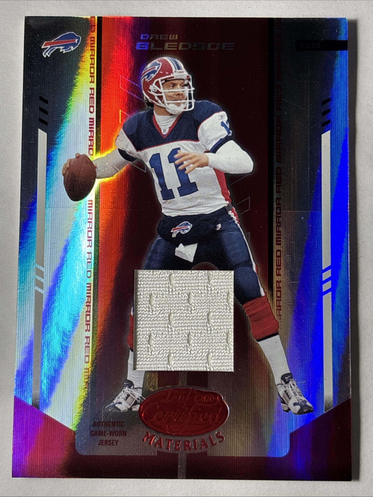 2004 Leaf Certified Mirror Red Game Used Jersey #14 Drew Bledsoe Bills 81/150!! view 1