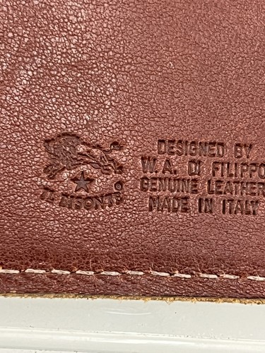 Vintage IL Bisonte Bi Fold Wallet In Cognac 4 Pocket 5 CC Leather - Picture 5 of 6