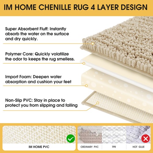 Upgrade Extra Large Beige Bathroom Rug Set 3 Pieces Ultra Soft, Thick Absorbe... - Picture 4 of 7