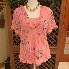 New York City Design Co Silk Coquette Fairycore Dainty  Womens Medium floral top