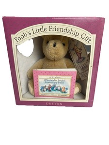 Dutton By Gund POOH'S LITTLE FRIENDSHIP Gift Plush Bear & Mini Book Vintage