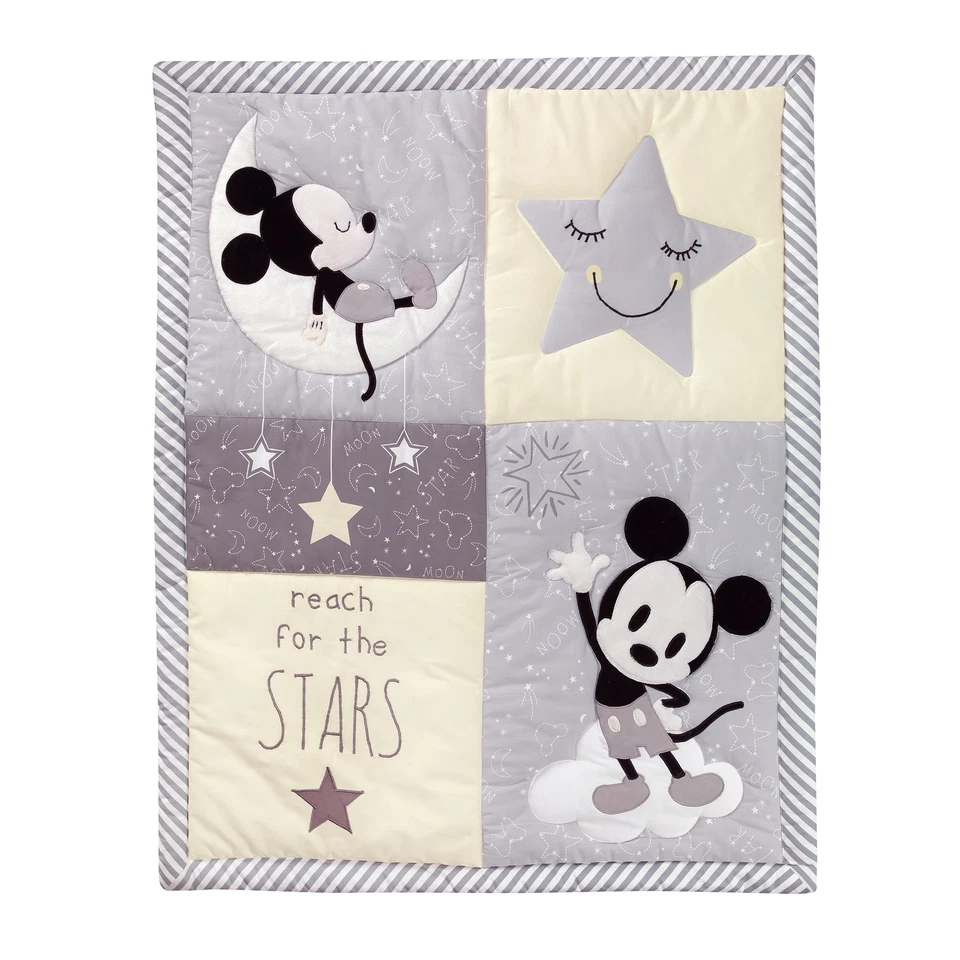 Juego de ropa de cama para cuna de 4 piezas gris/amarillo Disney Baby Mickey Mouse de Lambs & Ivy Foto 3 de 4