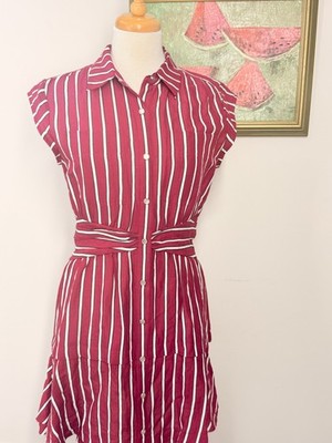 NEW Derek Lam 10 Crosby Sleeveless Shirt Dress Sz 8 Raspberry W/ Framboise