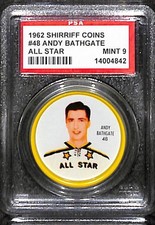 1962 Shirriff Coins #48 ANDY BATHGATE AS PSA 9 Mint 14004842 