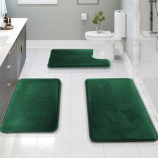 Clara Clark 3 Piece Bathroom Rugs Bath Mat Set, Velvet Memory Foam Bath Mats for