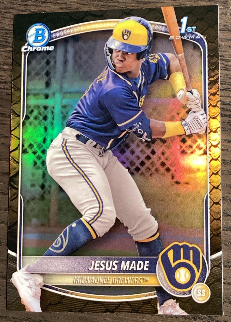 2025 Bowman Chrome Jesus Made Reptilian Refractor 1st #BCP-50 Milwaukee Brewers