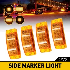 4PCS 6"Amber 21-LED Clearance Side Marker Lights Truck Trailer Turn Signal Light