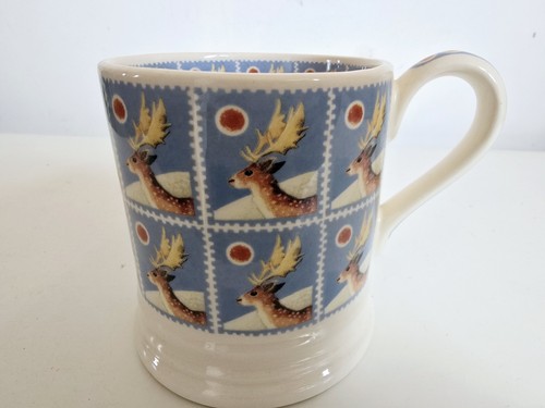 Emma Bridgewater Half Pint Mug Christmas Stamps Reindeer New Unused Rare - Picture 2 of 6