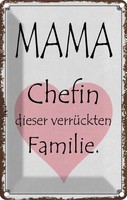 Blechschild 18X12 Cm Mama Chefin VerrüCkter Familie MäNner Frauen Spruch Zitat D