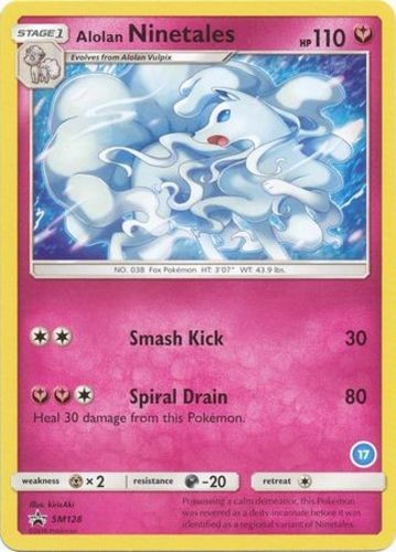Moderately Played, English Pokemon Regular Alolan Ninetales - SM128 - Promo (Nin