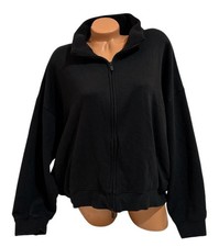 Victoria  s Secret Pink Full Zip Sweater Solid Black Sweatshirt Size XL