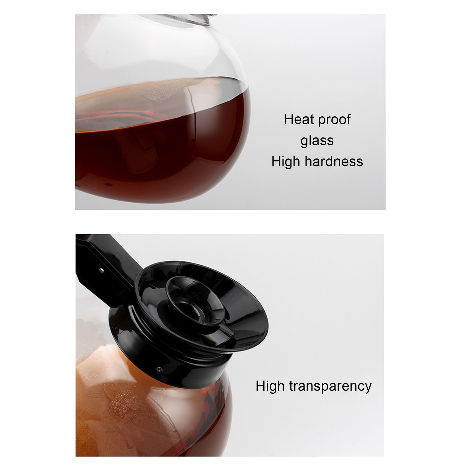 1.8L Coffee Pot High Borosilicate Heat Proof Glass Coffee Decanter Carafe For
