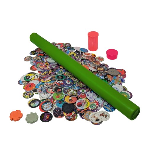 Lot of 500 Vintage 90s POG Milk Cap Collection Slammers Storage Tubes Retro Toy