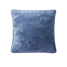 18" X 18" Blue Embroidered Leaves Decorative Pillow