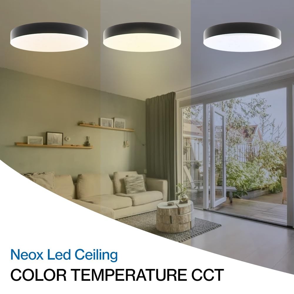 Plafonnier LED noir Neox 24W de 30cm avec lumière variable réglable - 4