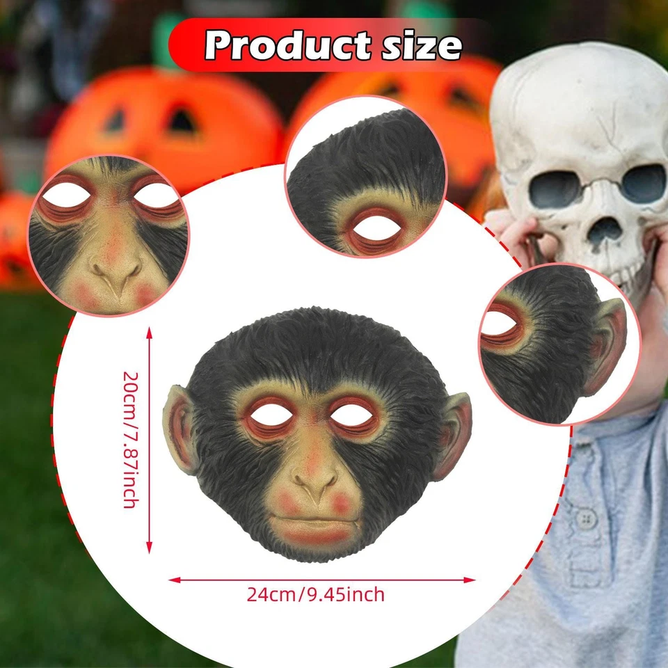 Monkey Mask Fancy Dress Props Halloween Face Mask for Carnival Role Festival - Image 3 of 4