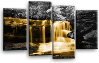 Wasserfall Wandbild Orange Wohnzimmer Schlafzimmer Wald Split Leinwand Bild Druck