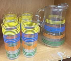 Vintage Anchor Hocking Pitcher & Glass Set  (7 Pieces Total)