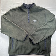Eddie Bauer Men  s XXL Green Snap Fleece Pullover Sweater Outdoor Hiking Warm