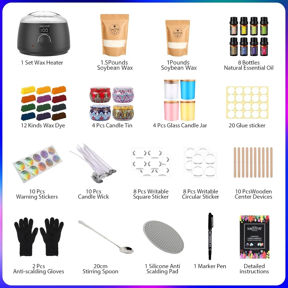 Complete Candle Making Kit with Wax Melting Pot - Image 4 of 4