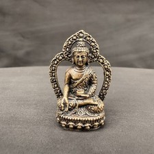 Old Tibetan Buddhism Lima Copper Ratnasambhava Buddha Statue, Mini Pocket Buddha