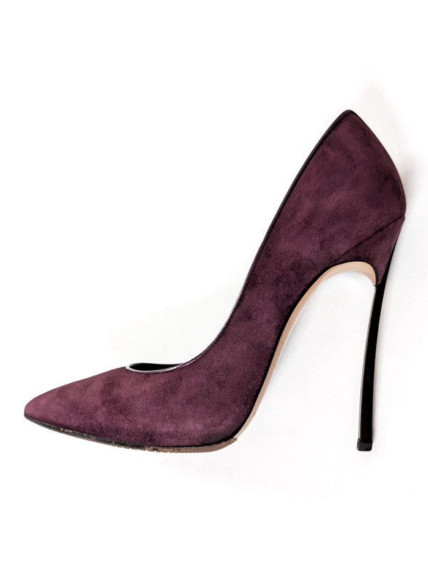 CASADEI Blade Suede Leather Steel Stiletto Metal High Heels Pointed toe Pumps 8