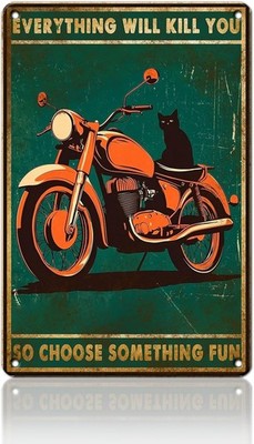Black Cat Everything Will Kill You Choose Tin Metal Signs Home Décor 8x12 