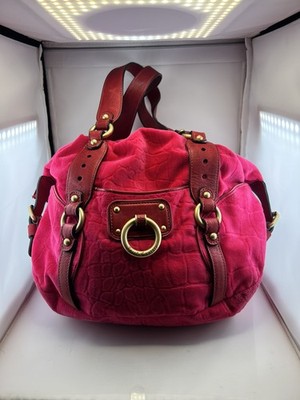 Juicy Couture Pink Solid Velour Zipper Gold Hardware Hobo Purse Bag