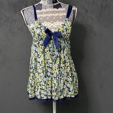 Victorias Secret Nightgown Womens M Blue Daisy Floral Chemise Babydoll Nightie