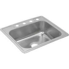 Elkay DXR25224 Dayton 4-Holes 25" Drop In Single Basin Stainless Steel Kitchen S