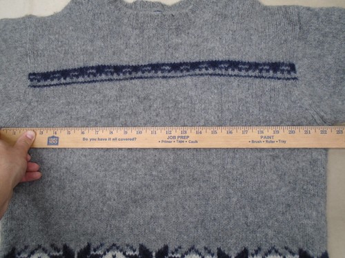 Vintage Structure Mens Large 100% Shetland Wool Pure Gray Fair Isle Sweater - Picture 4 of 9