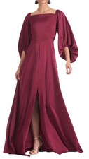 Sachin Babi New NWT Bryant Balloon Sleeve Square Burgundy Neck Gown Size 4