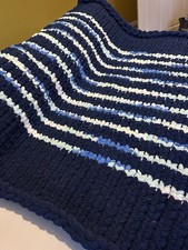 Throw Blanket In Various Blues ( Top and Bottom) White Stripes 130 cm/ 106 cm