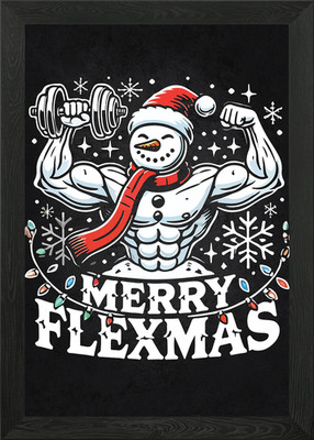 Merry Flexmas - Snowman Flexing Chr gerahmtes Wandbild Poster Leinwanddruck Bild