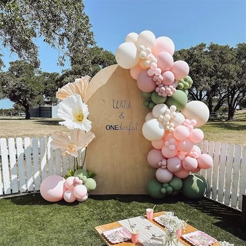 Baby in Bloom Kit Arco Palloncini, 134 Pezzi Verde Salvia Polverosa e Verde Salvia Rosa - Foto 6 di 7