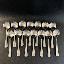 14 Rogers Jefferson MANOR Stainless Flatware Soup Gumbo Spoons Korea set vtg