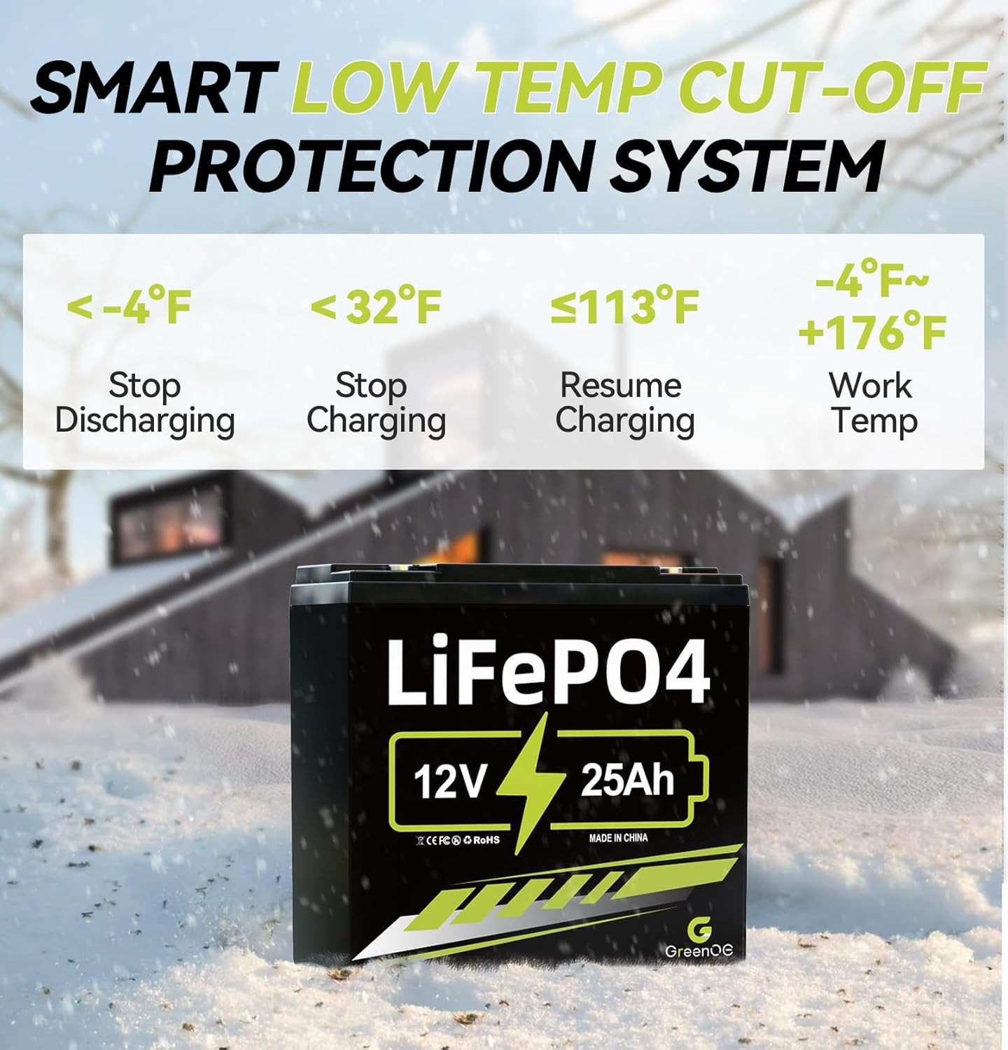 12V 25Ah Lithium Lifepo4 Deep Cycle Battery, 3000+ Cycles Lithium Iron Phosph...