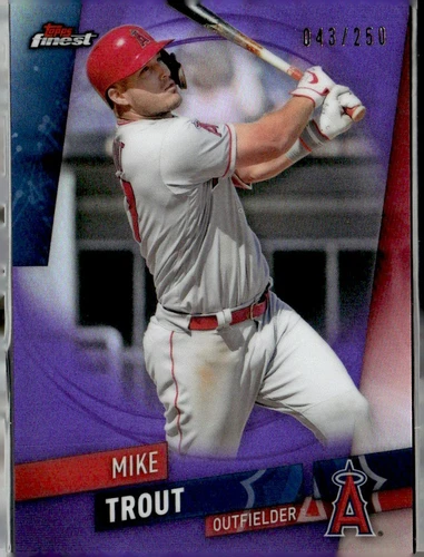 2019 Topps Finest Mike Trout Purple Refractor Serial #43/250 Card #25