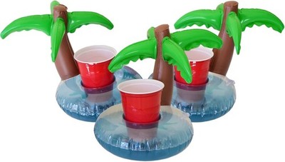 Vibrant Inflatable Drink Floats Set   Unicorn, Flamingo & Palm Tree Style