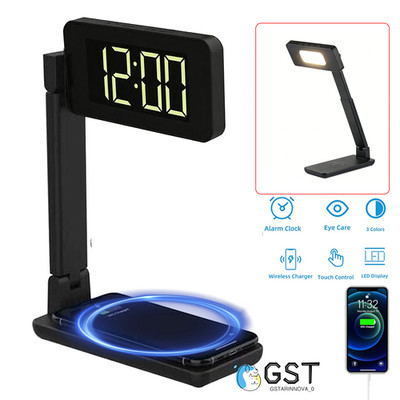 Desk Lamp, Desk Light with Wireless Charger, USB Charging Port, Dimmable Office