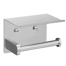BWE Wall Mounted Stainless Steel Toilet Paper Holder w/ Phone Shelf - Nickel