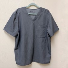 Figs Mens Gray Technical Collection V-Neck Scrub Top Short Sleeve XL