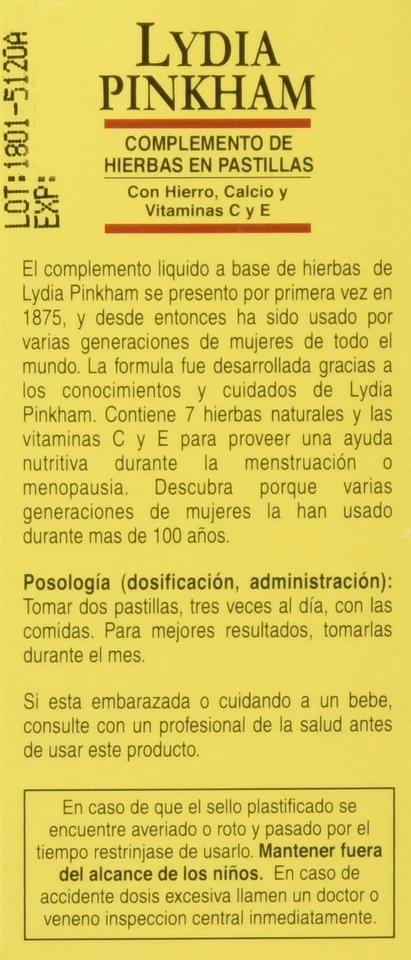 Tabletas de suplementos herbales Lydia Pinkham para soporte para la menopausia 72 unidades Foto 3 de 4