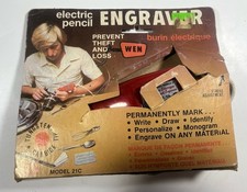 Vintage WEN 21C Electric Engraver Tool w/ Box, Brochure, Stickers TESTED USA