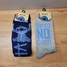 Official Licensed Disney Lilo  Stitch Crew Socks Adult Size 9-13, 2 Pairs NWT