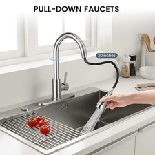 FEELSO Kitchen Faucets with Pull Down Sprayer, High Arc Stainless Steel Singl...