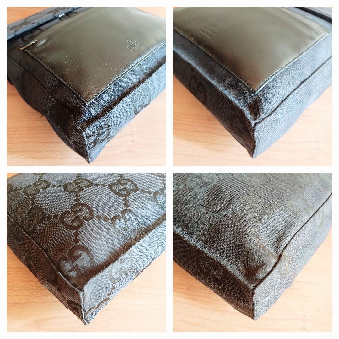 GUCCI Vintage GG Canvas Leather Shoulder Bag Black Unisex Crossbody Authentic thumbnail 5