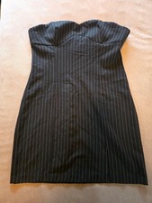 The Vintage Shop Strapless Black Pinstripe Mini Dress (L)