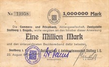 1 Million Mark -Stollberg - Amtshauptmanschaft - Check - Commerz- Privatbank