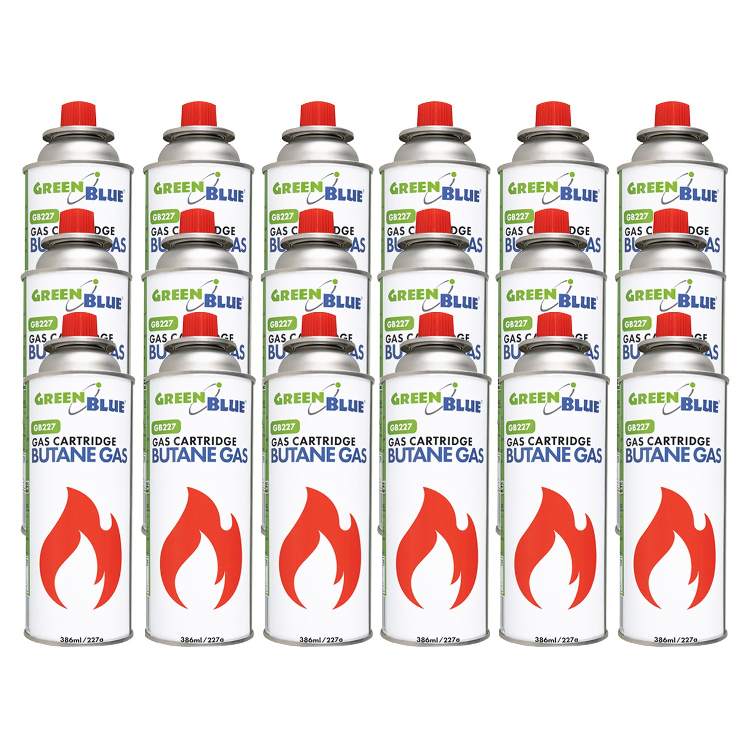 Cartouches de gaz 227g à valve GreenBlue GB227 flamme stable lot de 18